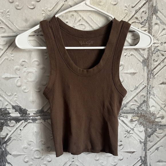 Brandy Melville Tops - John Galt Brown Ribbed cropped Tank Top